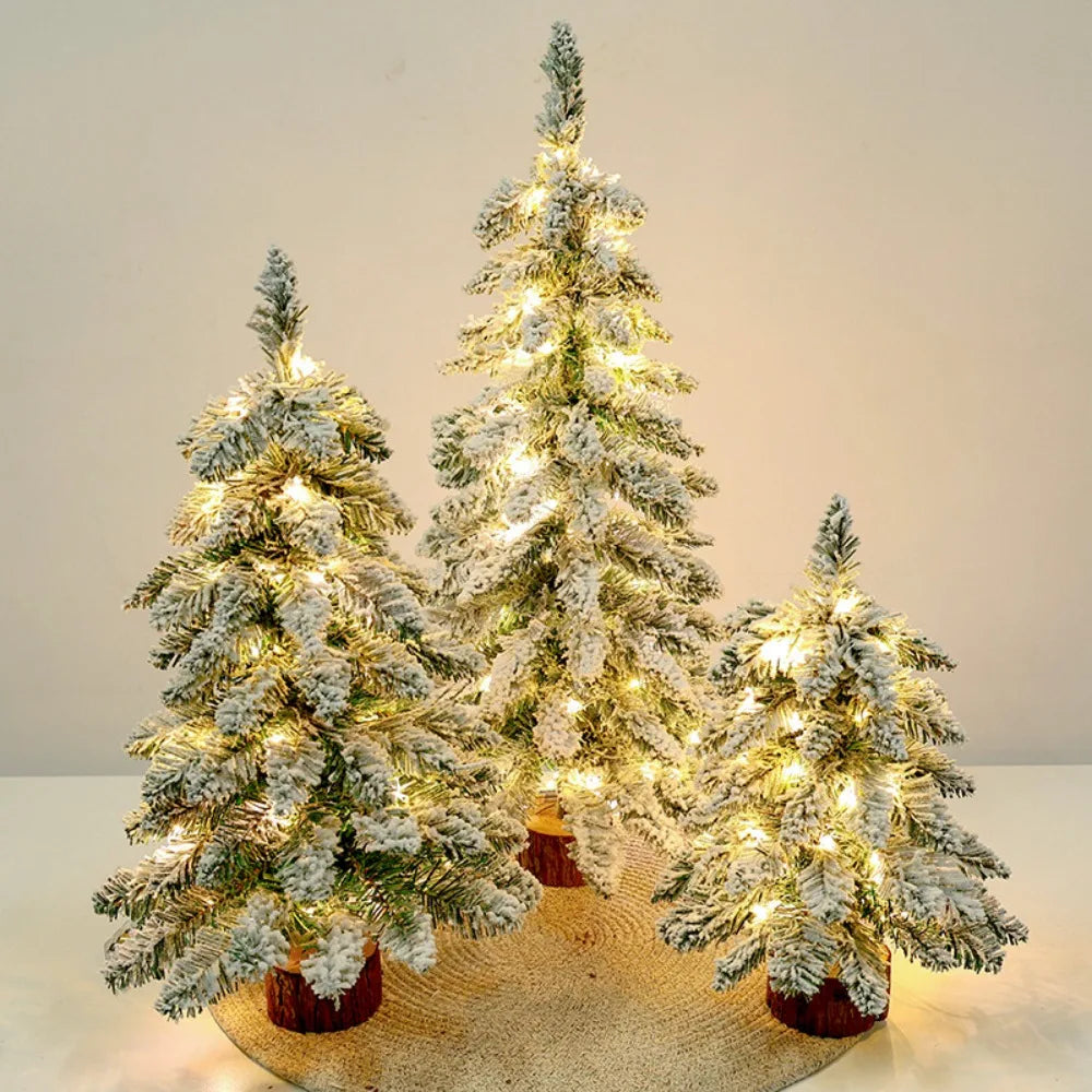 Pre-lit flocked tabletop Christmas tree