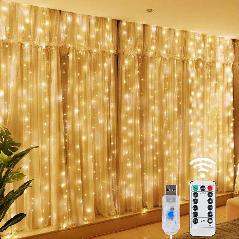 Warm white LED curtain lights for holiday decorating