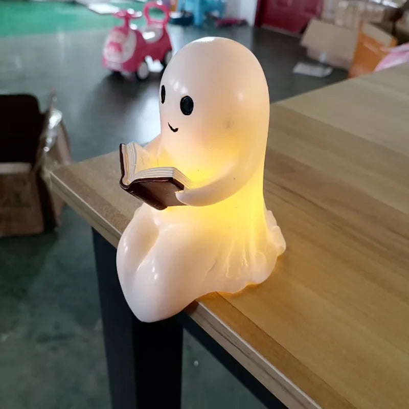 Cute Ghost Reading Lamp – Warm LED Book-Lover Night Light